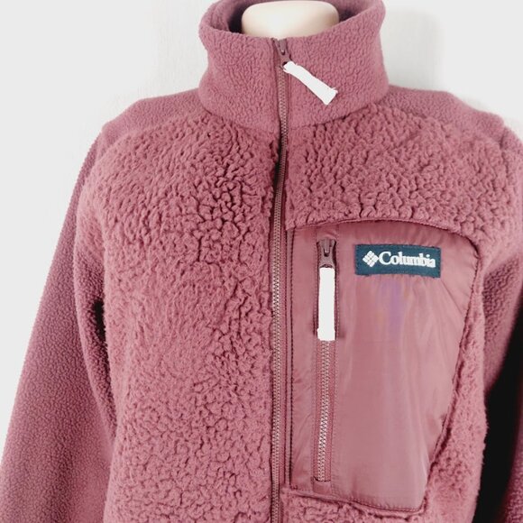 Columbia Women's Brown Lodge Sherpa Thermal Full Zip Fleece Jacket Size L - Picture 4 of 15